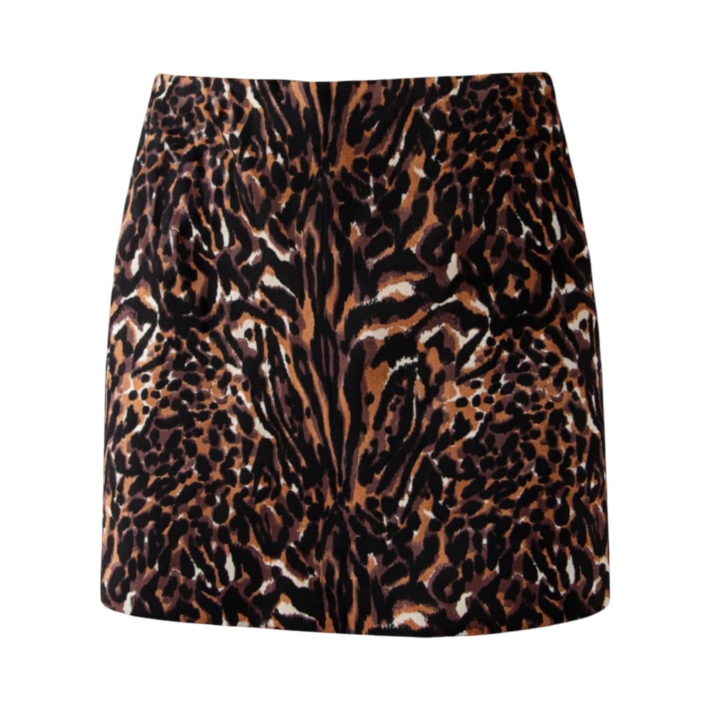 Talbots Skirt Womens‎ 14P Brown Leopard Print Pencil Knee Length Lined Stretch